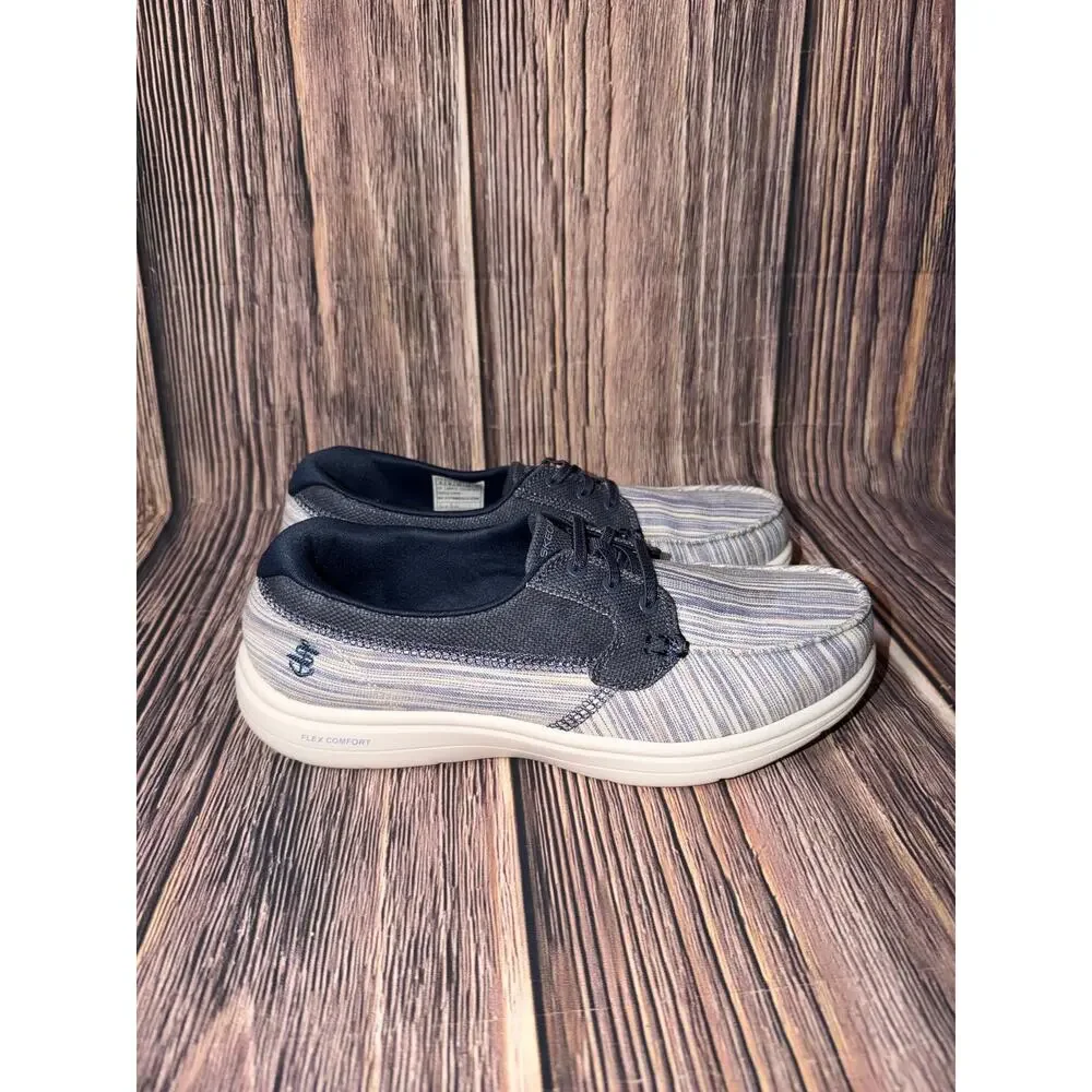 Skechers On-The-Go Flex Comfort Navy Striped Boat Shoes Men’s Size 9